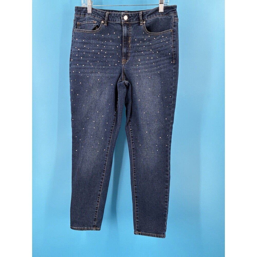 Rebecca Minkoff Women’s Size 14 All Over Rhinestone Embellished Dark Wash Jeans